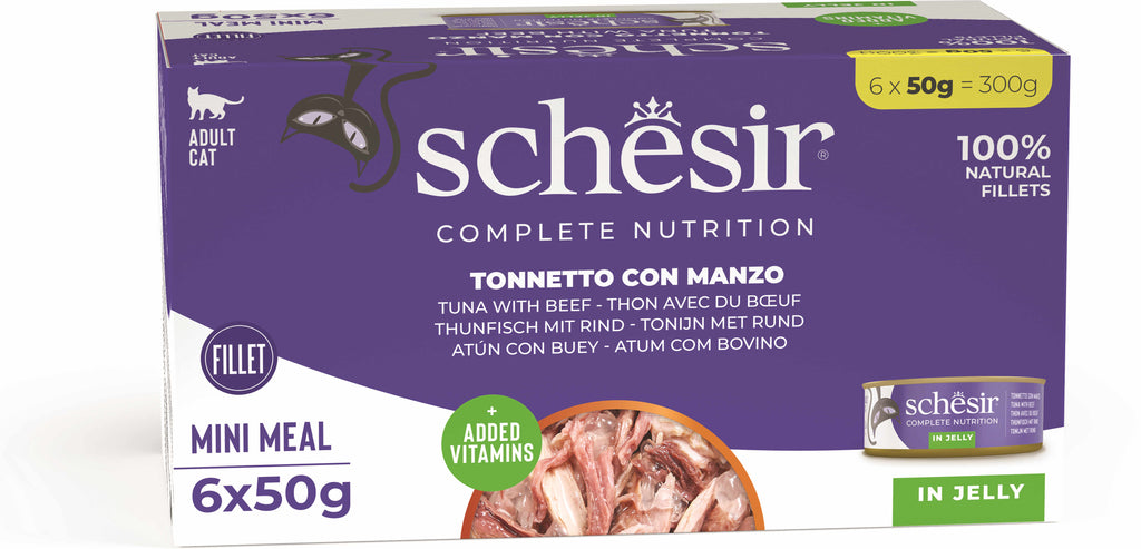 SCHESIR Pachet conserve pentru pisici, cu Ton si Vita, in jeleu 6x50g