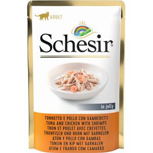 SCHESIR Soft Plic hrana umeda pentru pisici Ton si Pui cu Creveti 85g