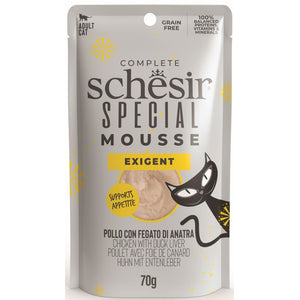 SCHESIR SPECIAL Exigent Plic pentru pisici, Mousse cu Pui si Ficat de Rata 70g