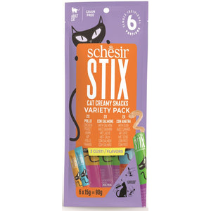 SCHESIR STIX Pachet recompense pentru pisici, cu Pui, Somon si Rata 6x15g