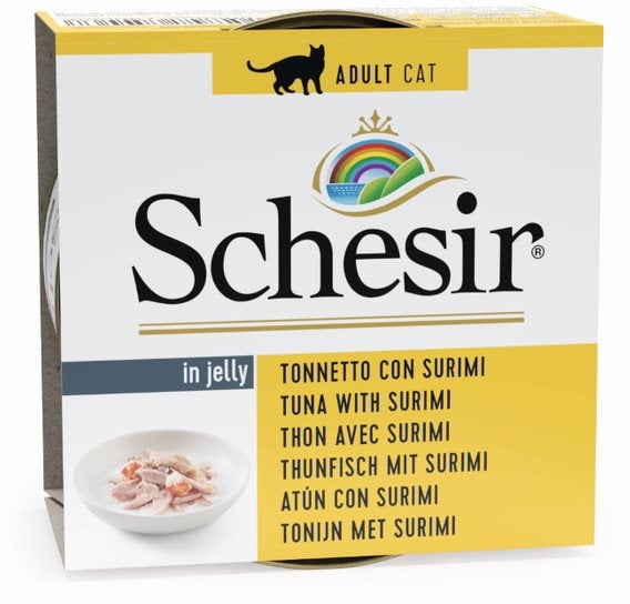 SCHESIR Tin Jelly Conserva pentru pisici, cu Ton si Surimi 85g
