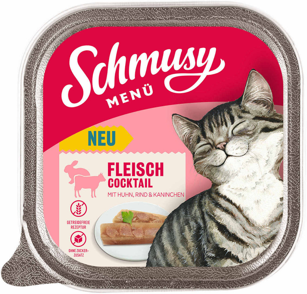 SCHMUSY Menu Tăviţă pentru pisici, cocktail de Carne 100g - Maxi-Pet.ro