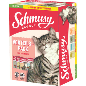 SCHMUSY Ragout Pachet plicuri pentru pisici, in gelatina 12 x 100g