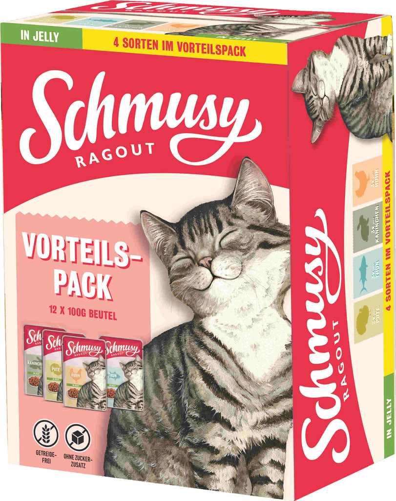 SCHMUSY Ragout Pachet plicuri pentru pisici, in gelatina 12 x 100g
