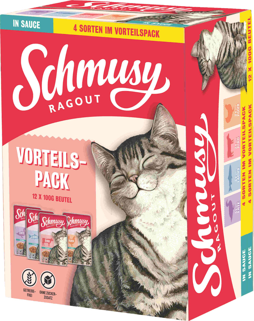 SCHMUSY Ragout Pachet plicuri pentru pisici, in sos 12x100g