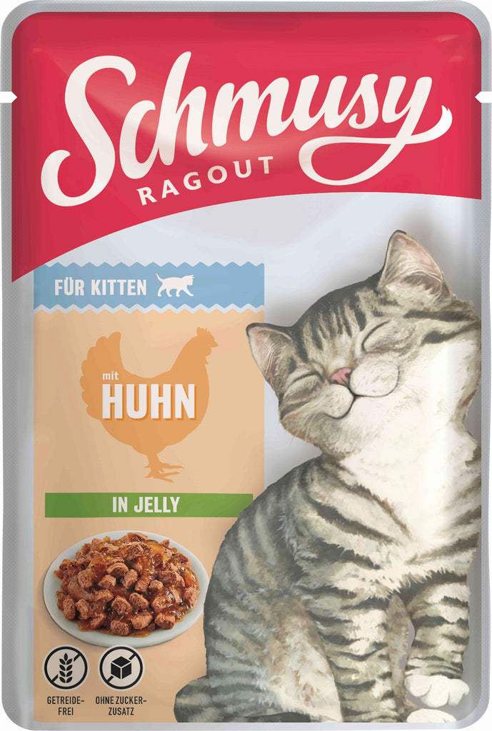 SCHMUSY Ragout Plic KITTEN, Pui in gelatina 100g