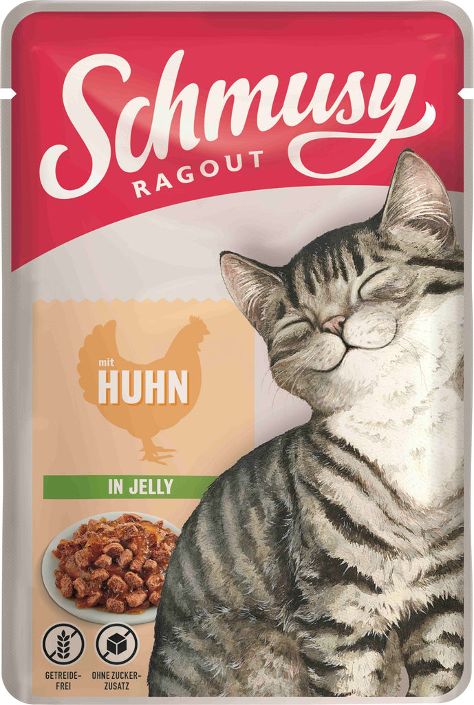 SCHMUSY Ragout Plic pentru pisici, Pui in gelatina 100g