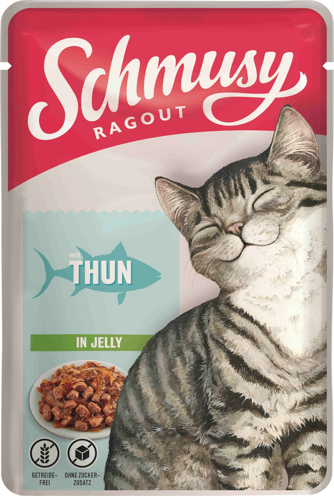 SCHMUSY Ragout Plic pentru pisici, Ton in gelatina 100g