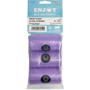 ENJOY Saci igienici pt colectare excremente, Fresh, violet, 3 role/set
