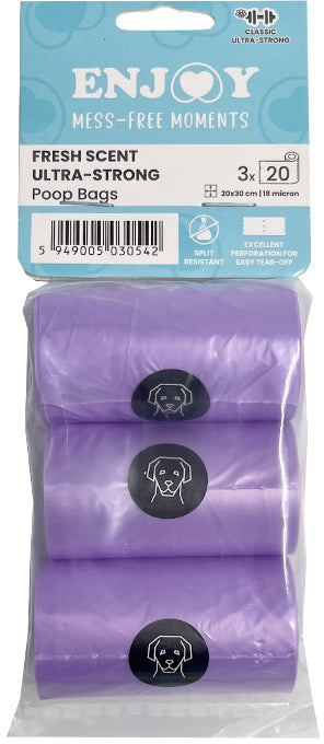 ENJOY Saci igienici pt colectare excremente, Fresh, violet, 3 role/set