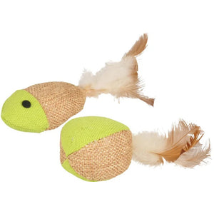 FLAMINGO Jucarie pentru pisici Minge si peste cu pene, 2 buc/set