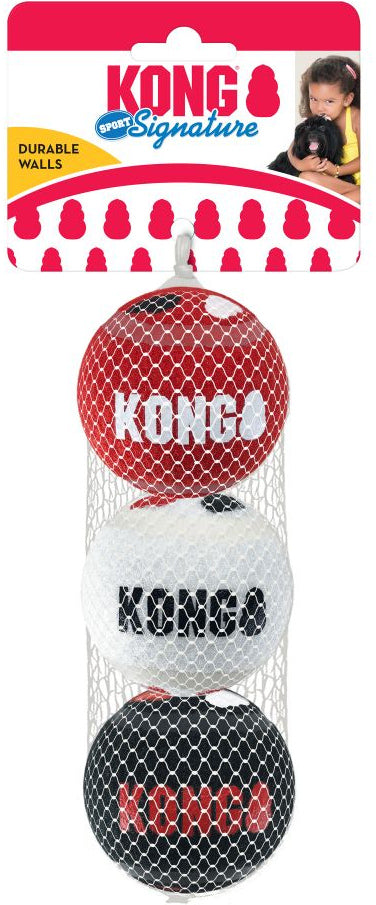 KONG Jucarie pentru caini, Minge Signature M, 3buc/set, 6.35cm