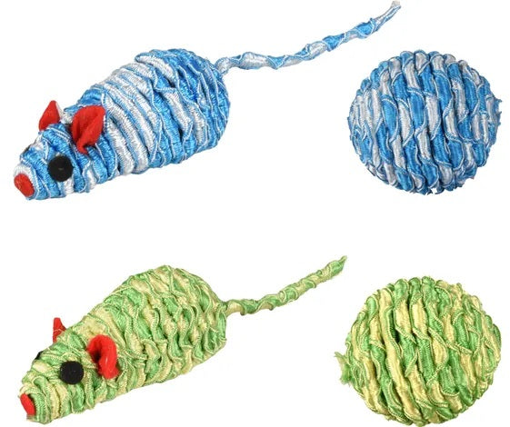 OUTLET FLAMINGO Jucarie pisici Soricel si minge din sfoara, 2 buc/set div culori