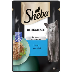 SHEBA Delikatesse Plic hrana umeda pentru pisici adulte, cu ton in aspic 85 g 