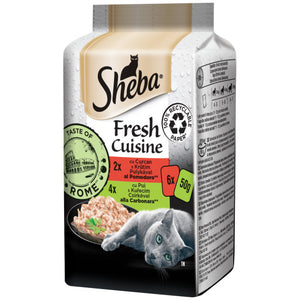 SHEBA Fresh Cuisine plicuri selectii de Pui si Curcan, pentru pisici 6x50g