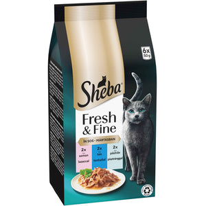 SHEBA Fresh&Fine plicuri Mini selectii de Somon, Ton si Pastrav 6x50g 