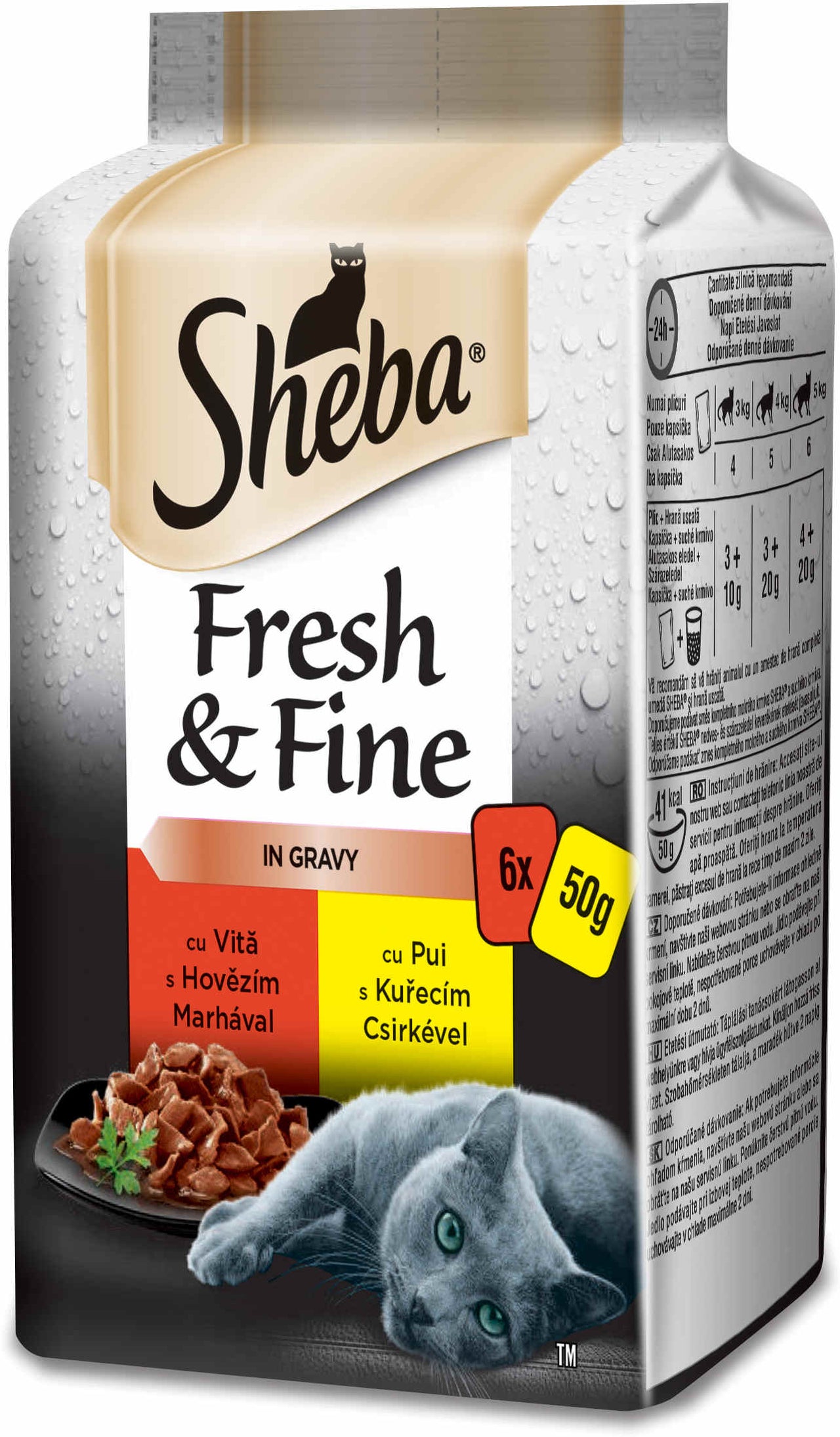 SHEBA Fresh&Fine plicuri Mini selectii Mixte, pentru pisici adulte 6x50g