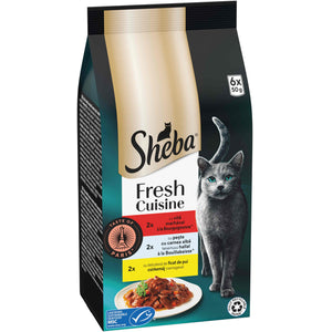 SHEBA Fresh&Fine plicuri Mini selectii Vita, Peste si Ficat de Pui 6x50g