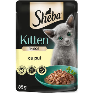 SHEBA KITTEN Plic hrana umeda pentru pisicute, cu Pui in sos 85g