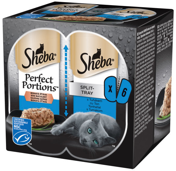 SHEBA Perfect Portions hrana umeda pentru pisici adulte, cu ton 6x37,5g