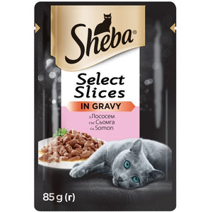 SHEBA Select Slices Plic hrana umeda pentru pisici adulte, cu Somon in sos 85g