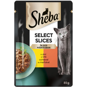SHEBA Selection in Sauce Plic hrana umeda pt. pisici adulte, cu Pui si Vita 85g