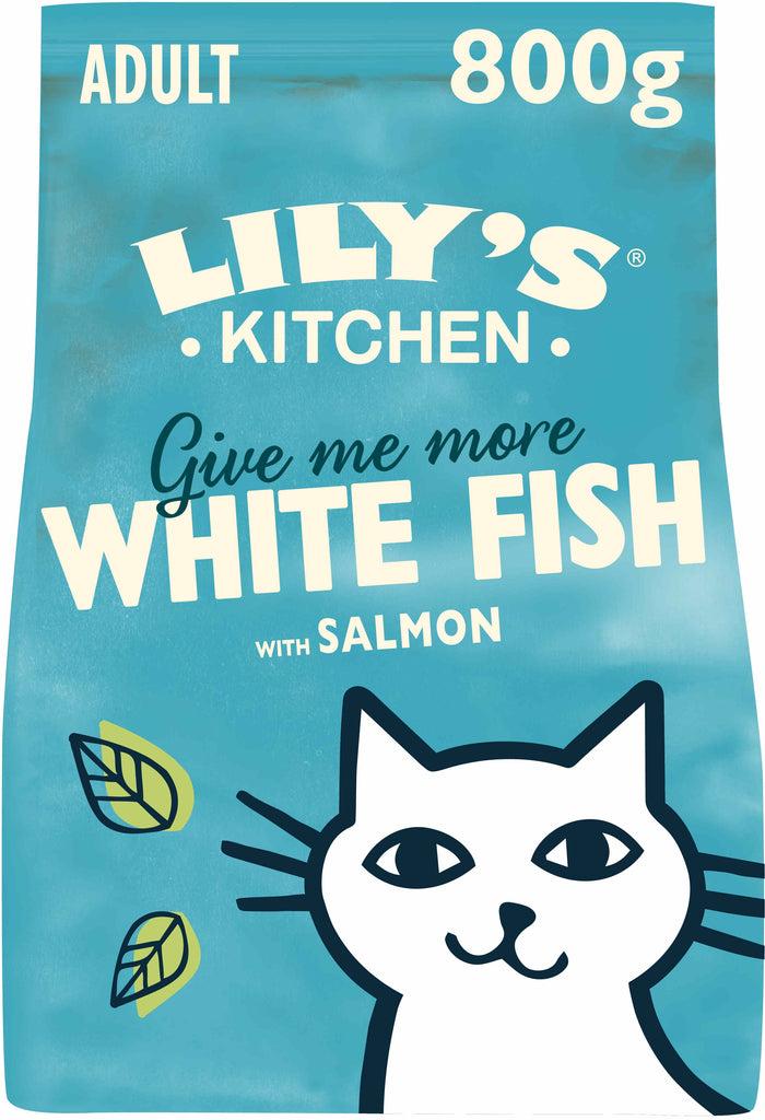 LILY'S KITCHEN Give me more, hrana uscata pentru pisici, cu Peşte alb/Somon 800g