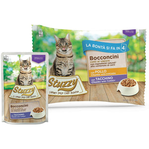 STUZZY Chunks Pachet plicuri ptr pisici sterilizate, cu Pui si Curcan 4x85g