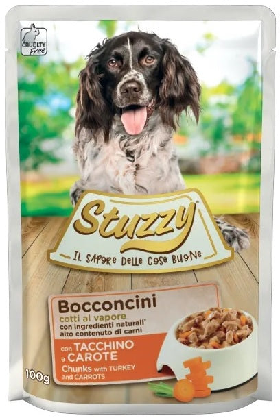 STUZZY Plic hrana umeda pentru caini, cu Curcan si Morcovi 100g