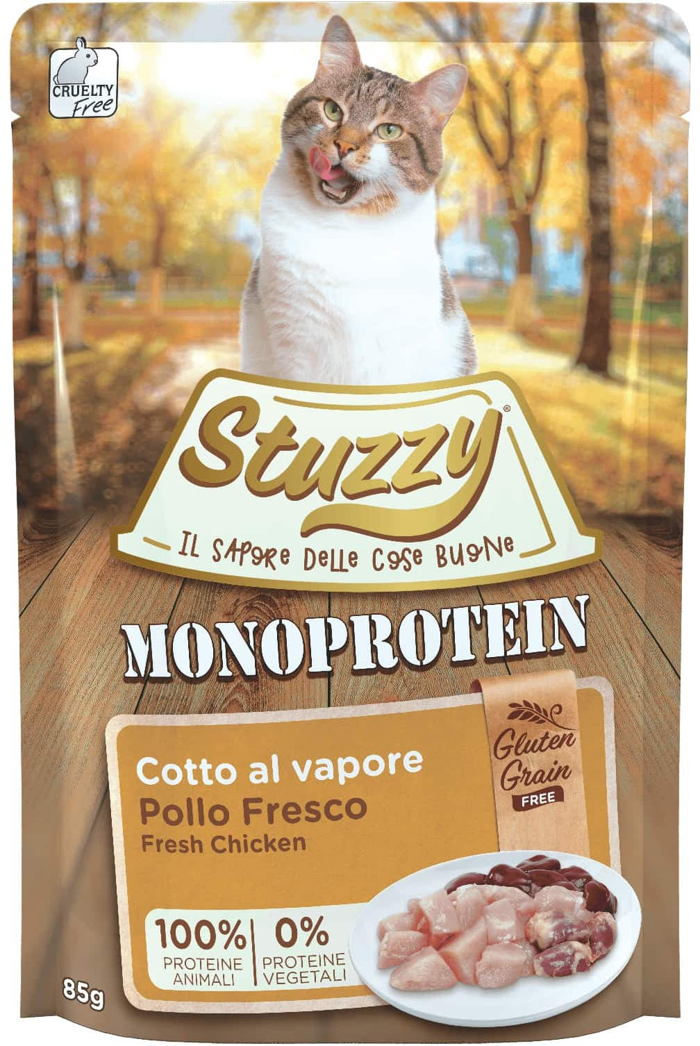 STUZZY Plic monoproteic hrana umeda pentru pisici, cu Pui, FARA GLUTEN 85g
