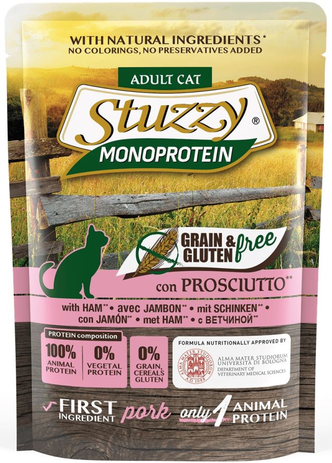 STUZZY Plic monoproteic hrana umeda pentru pisici, cu Sunca, FARA GLUTEN 85g