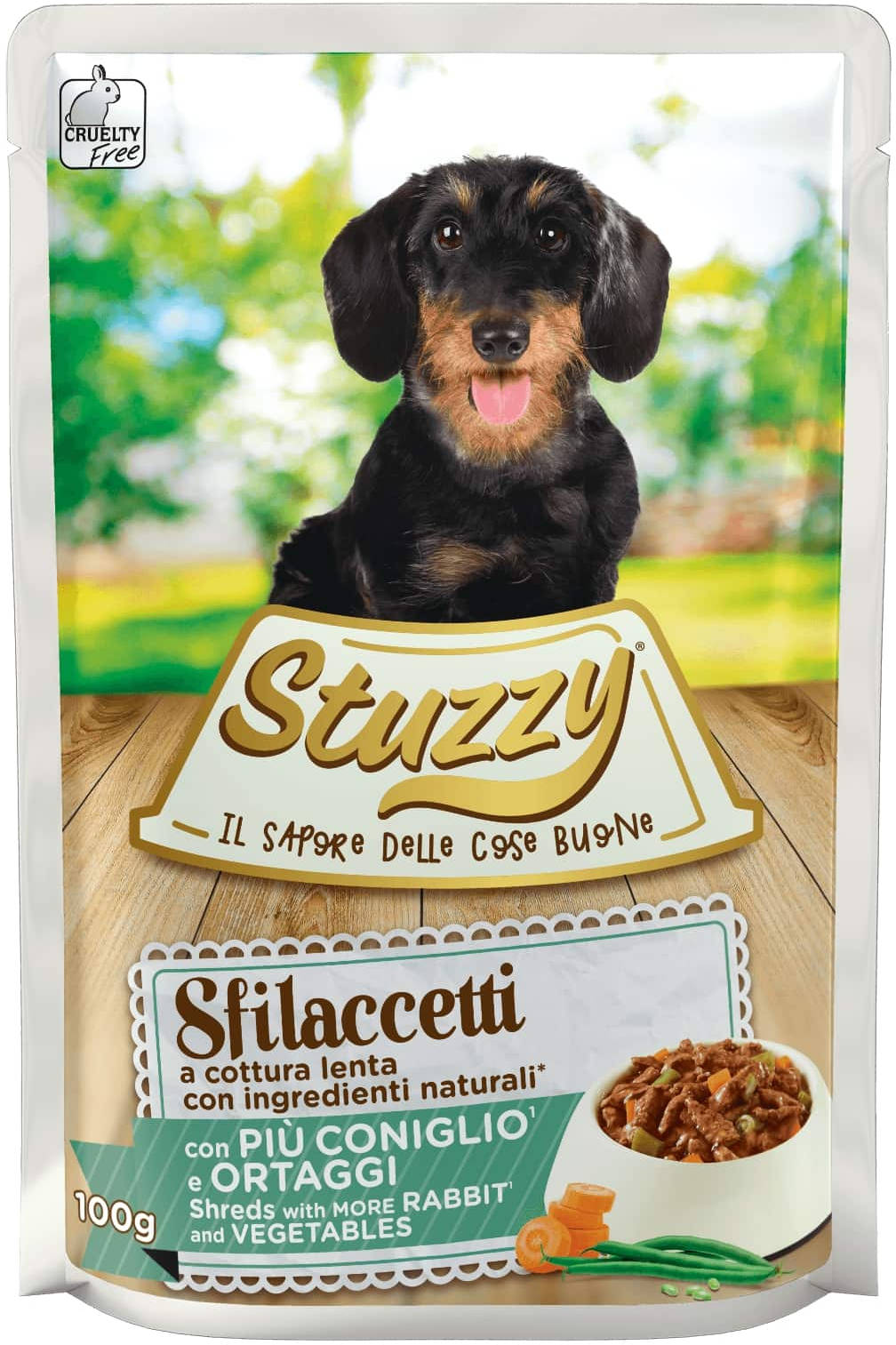 STUZZY Sfilacetti Plic hrana umeda pentru caini, cu Iepure si Legume 100g