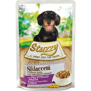 STUZZY Sfilacetti Plic hrana umeda pentru caini, cu Vitel si Paste 100g