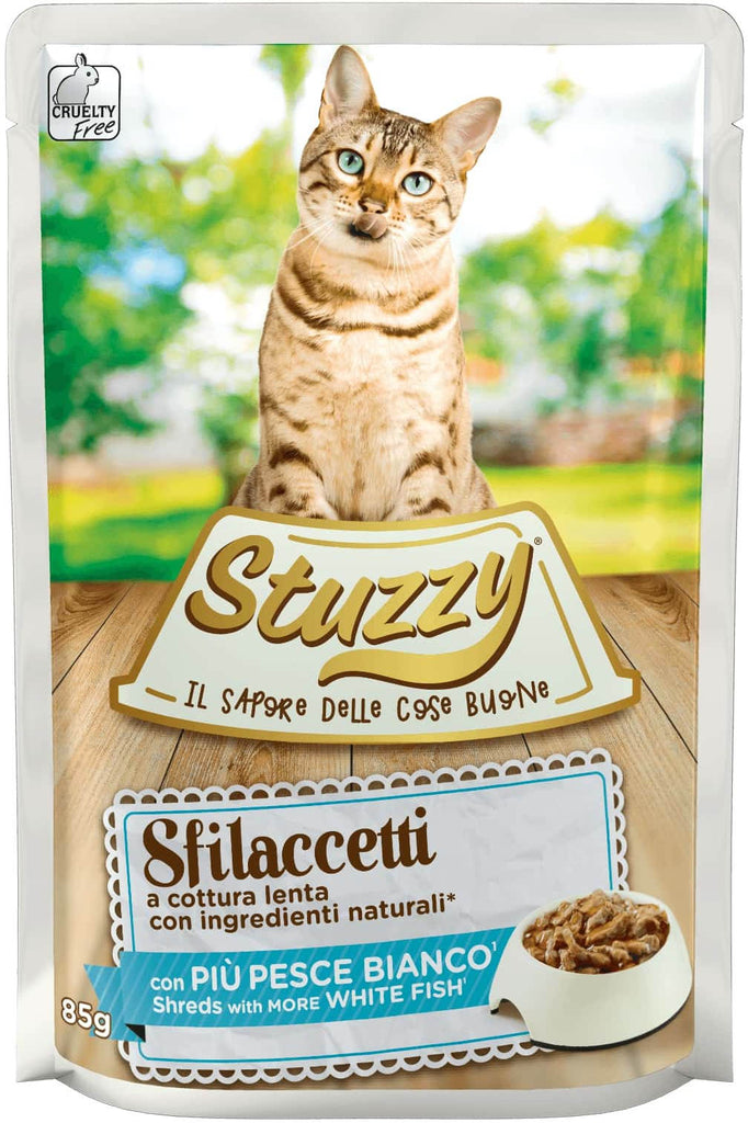 STUZZY Sfilacetti Plic hrana umeda pentru pisici, cu Peste Alb 85g
