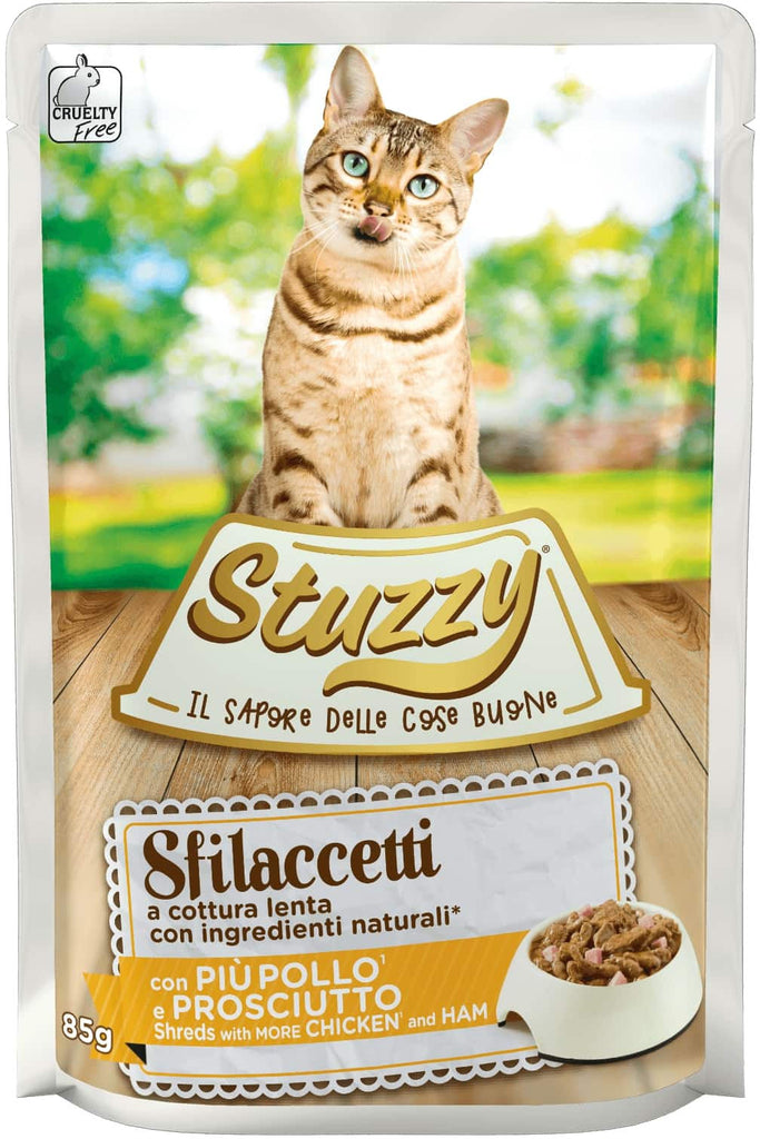 STUZZY Sfilacetti Plic hrana umeda pentru pisici, cu Pui si Sunca 85g