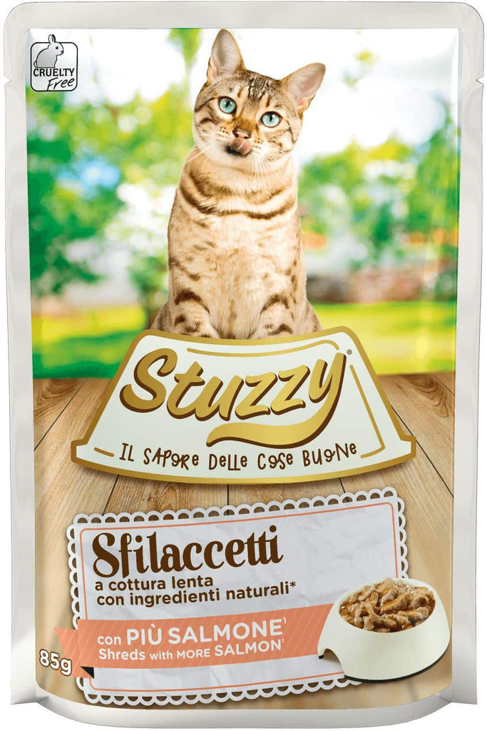 STUZZY Sfilacetti Plic hrana umeda pentru pisici, cu Somon 85g