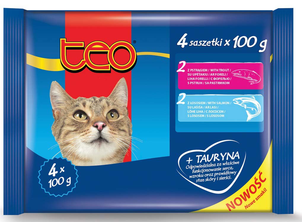 TEO Pachet plicuri pentru pisici Adulte, cu Păstrăv şi Somon 4x100g - Maxi-Pet.ro