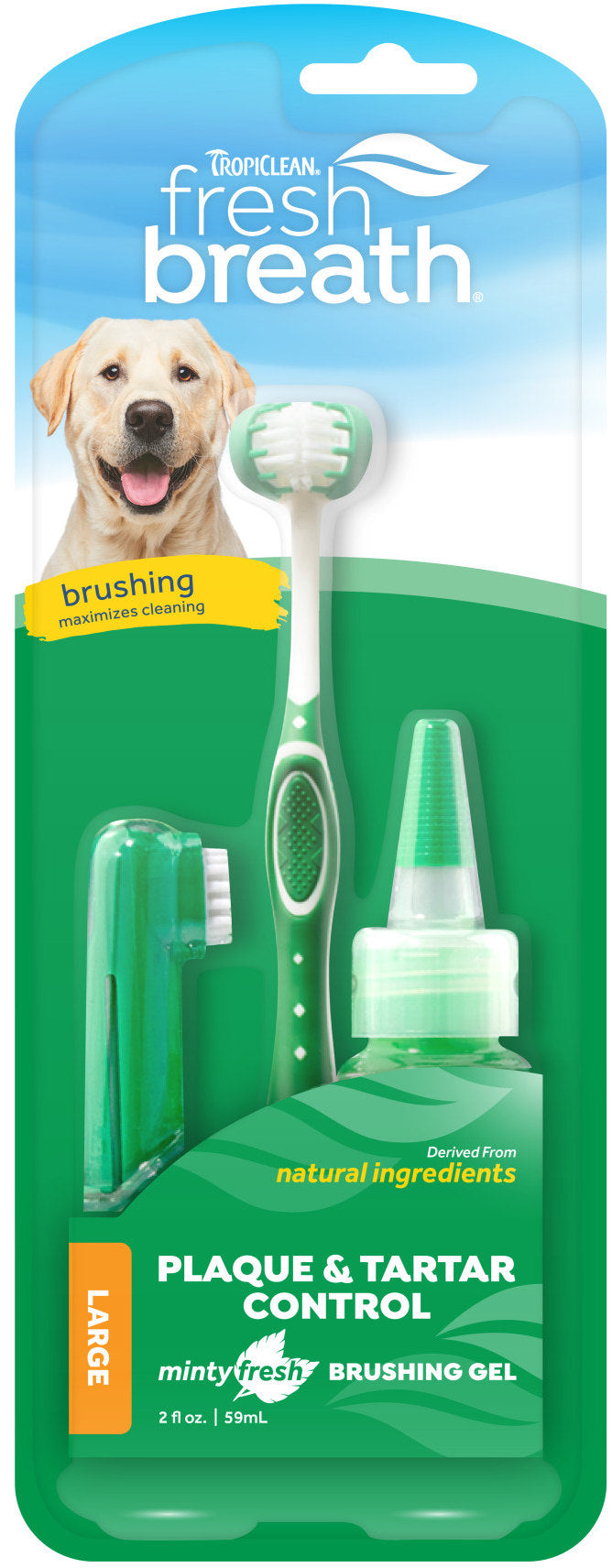 TROPICLEAN Kit igiena orala pentru caini Fresh Breath, talie mare, 59ml