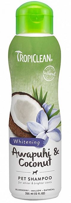 TROPICLEAN Sampon pentru caini cu blana alba, Awapuhi & Coconut, 355ml
