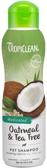TROPICLEAN Sampon pentru caini Medicated Oatmeal, calmant pt piele iritata, 335m