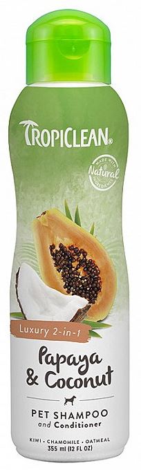 TROPICLEAN Sampon si Balsam pentru caini Luxury, Papaya & Coconut, 355ml