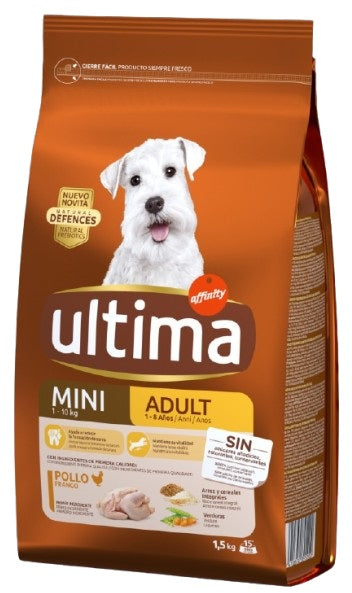 ULTIMA Hrana uscata pentru caini Mini Adult, cu Pui 1,5kg 