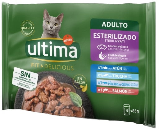 ULTIMA Multipack selectie de peste in sos, pentru pisici sterilizate 4x85g 