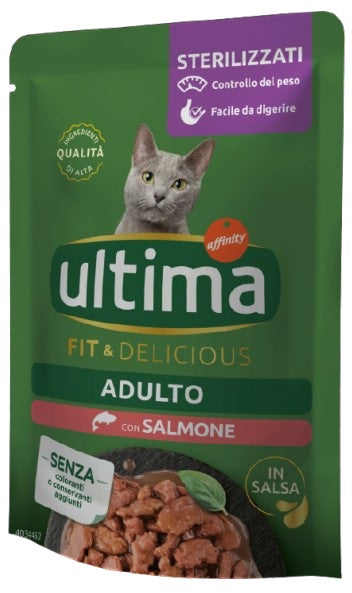 ULTIMA Plic hrana umeda pentru pisici Sterilizate, cu Somon 85g 