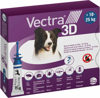 VECTRA 3D Solutie antiparazitara L pentru caini intre 10-25 kg, 1 pipeta