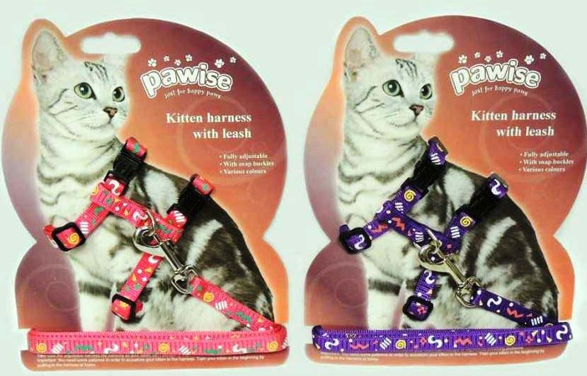 PAWISE Kitten Ham şi lesă pentru pisicuţe,  Roz/Violet 120cm - Maxi-Pet.ro