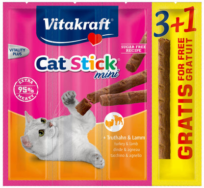 VITAKRAFT Baton Mini Recompensa pentru Pisici, cu Miel si Curcan 3+1buc GRATIS