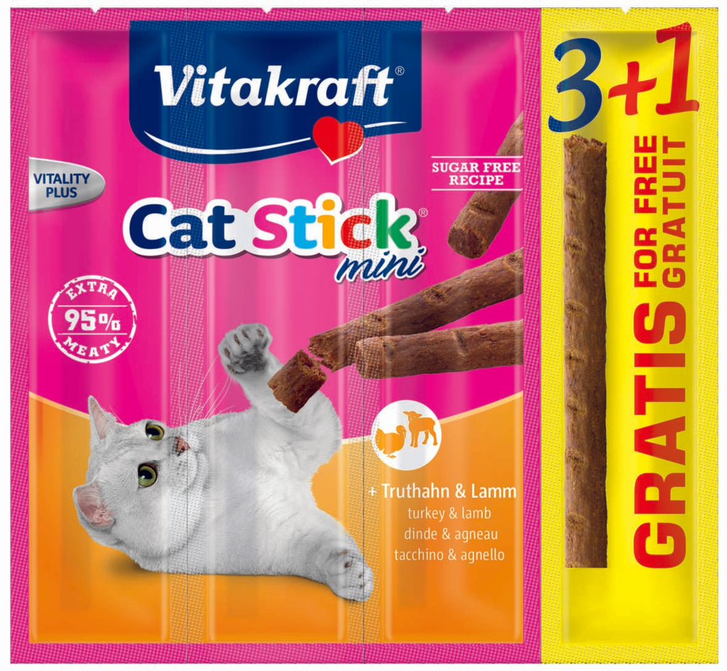VITAKRAFT Baton Mini Recompensa pentru Pisici, cu Miel si Curcan 3+1buc GRATIS