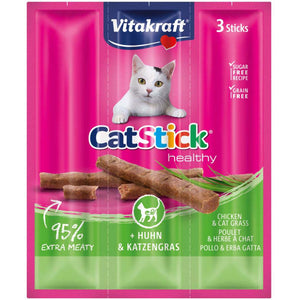 VITAKRAFT Baton Mini Recompense pentru pisici, cu Pui si Iarba pisicii, 3buc,18g