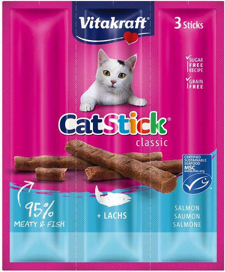 VITAKRAFT Baton Mini Recompense pentru pisici, cu Somon si Pastrav 3 buc, 18g